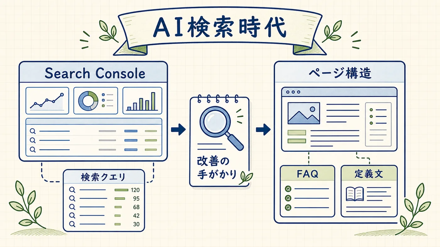 AI検索時代にSearch Consoleで間接的に確認できる3つの視点（クエリの広がり・表示回数の変化・ブランドクエリ）