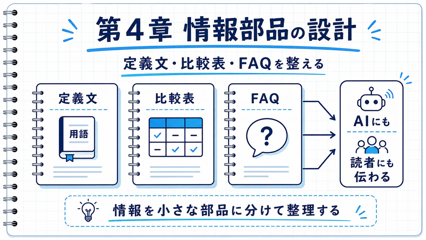 FAQ・比較表・定義文の作り方──AIが引用しやすい「情報部品」を設計する実践ガイド