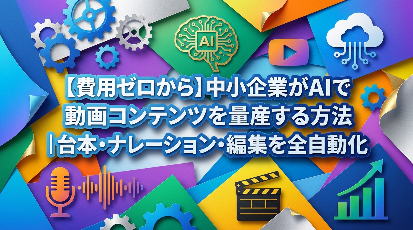 【費用ゼロから】中小企業がAIで動画コンテンツを量産する方法｜台本・ナレーション・編集を全自動化