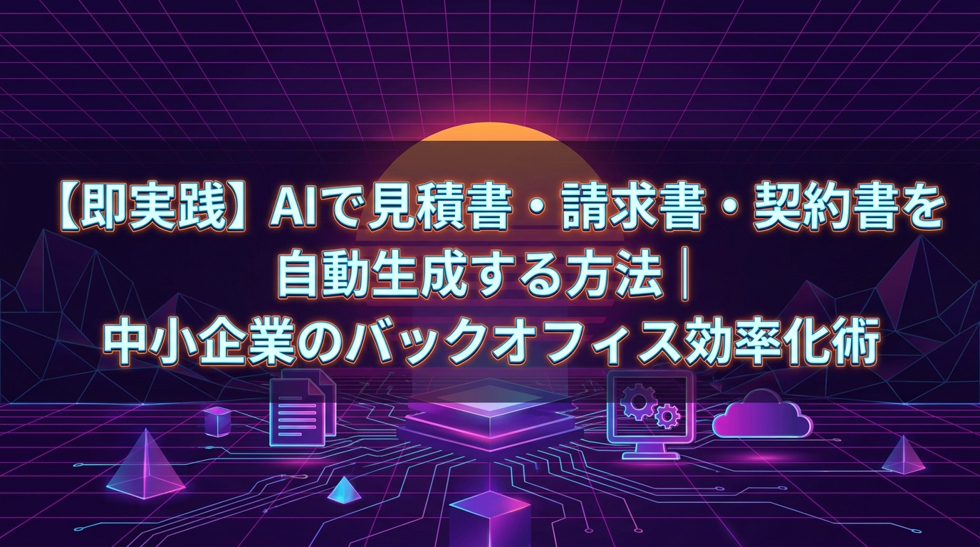 【即実践】AIで見積書・請求書・契約書を自動生成する方法｜中小企業のバックオフィス効率化術
