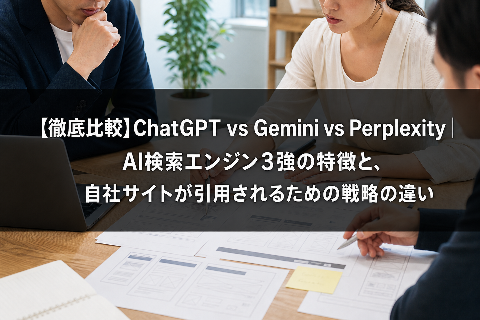 【徹底比較】ChatGPT vs Gemini vs Perplexity｜AI検索エンジン3強の特徴と、自社サイトが引用されるための戦略の違い
