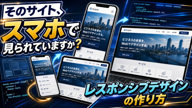 【初心者でも分かる】レスポンシブデザインの作り方｜スマホ対応サイトの実装手順を全解説のアイキャッチ