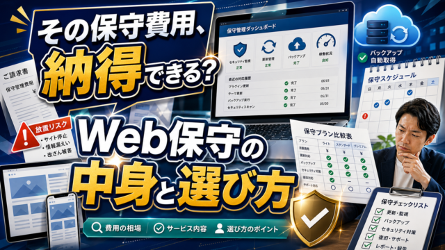 【放置は命取り】Webサイトの保守費用の相場と内訳｜月額いくらが適正か徹底解説のアイキャッチ