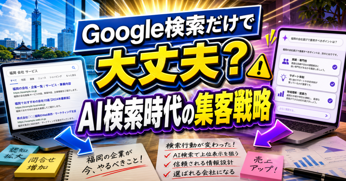 福岡企業がGoogle検索とAI検索の違いを理解しWeb集客戦略を見直すためのアイキャッチ画像