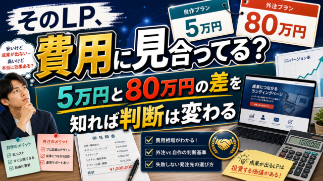 LP制作の費用相場はいくら？外注vs自作の判断基準と失敗しない発注先の選び方のアイキャッチ