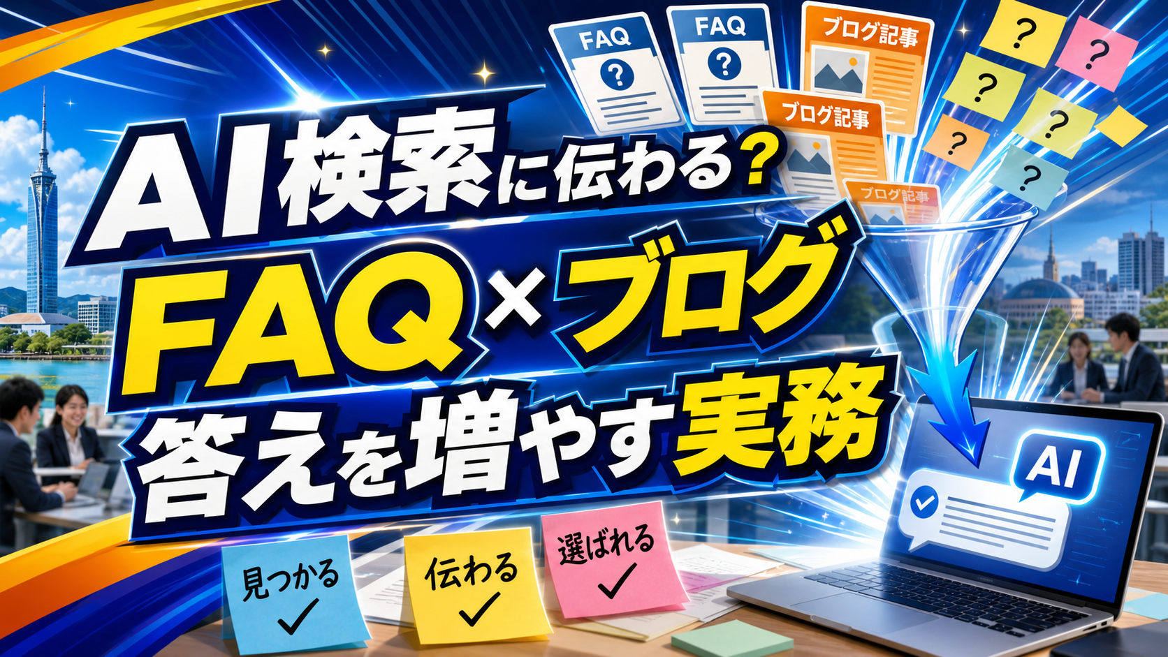 福岡企業がFAQとブログ記事でAI検索に伝わる情報を増やす方法のアイキャッチ画像