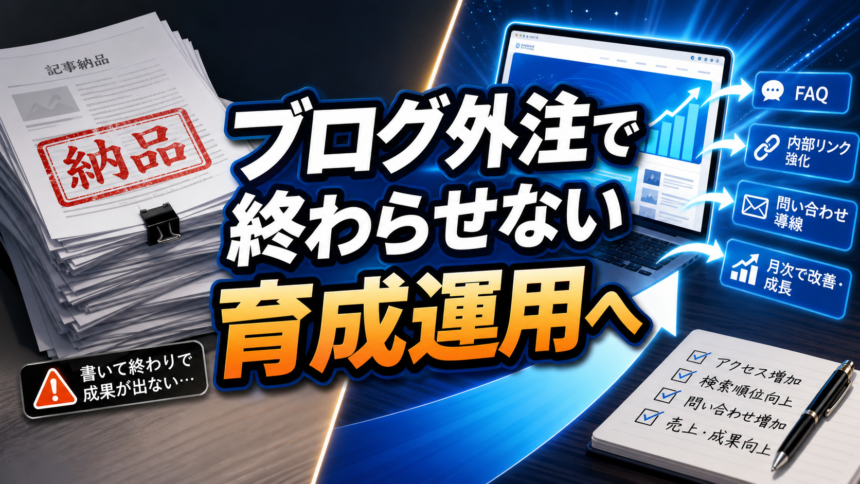 ブログ外注とホームページ育成プランの違い｜記事だけで終わらせない判断基準のアイキャッチ画像