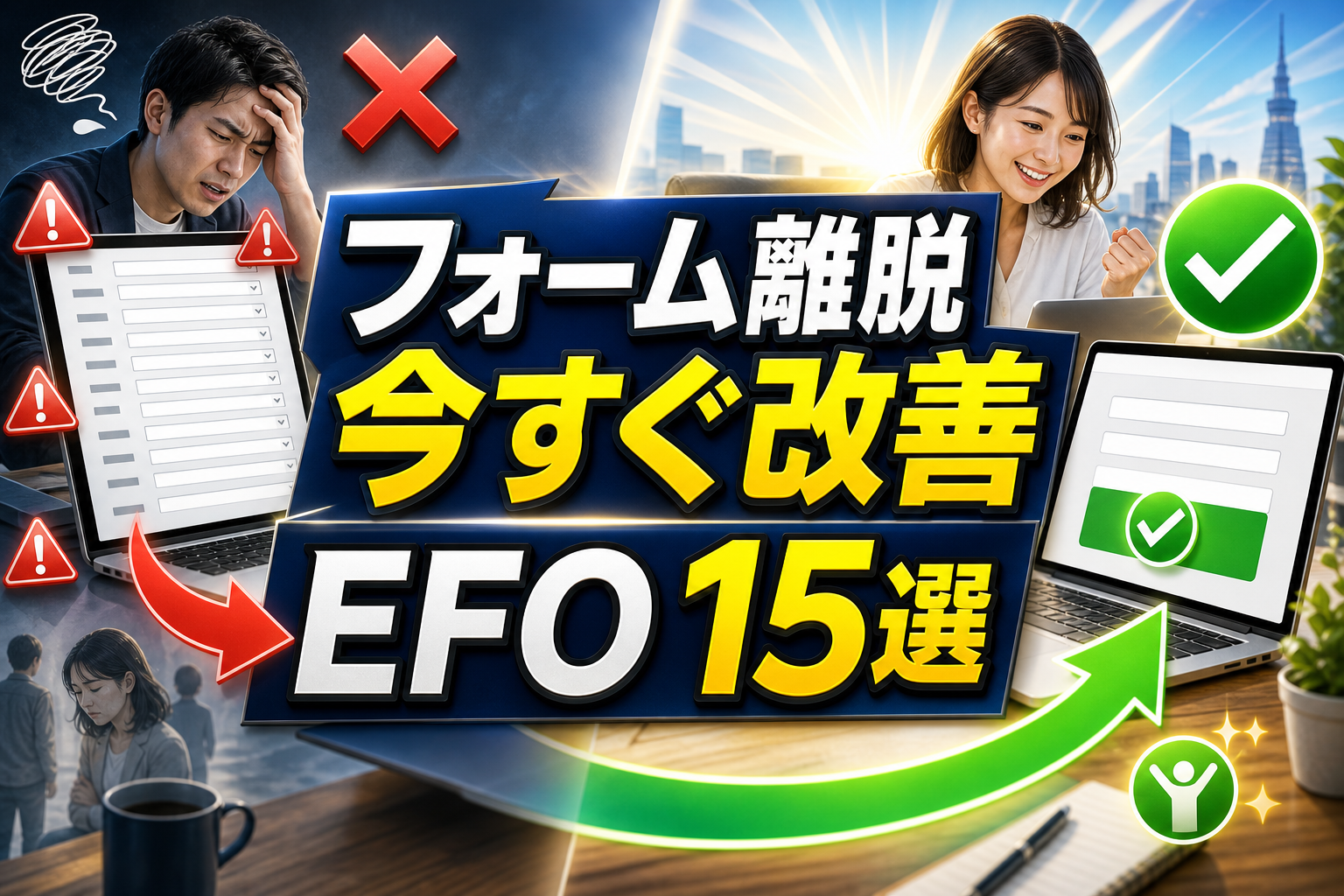 【CVR改善の鍵】LPのフォーム最適化（EFO）完全ガイド｜入力完了率を上げる15のテクニックのアイキャッチ画像