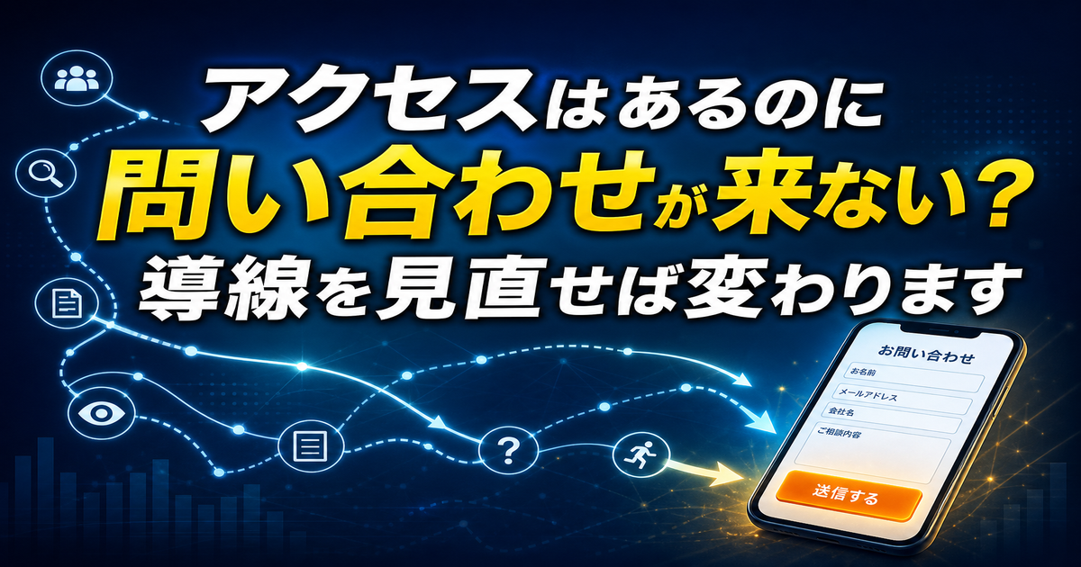 問い合わせフォームまで進まれないホームページは“導線改善”で変わる｜今すぐ見直すべきポイントと実践手順のアイキャッチ画像