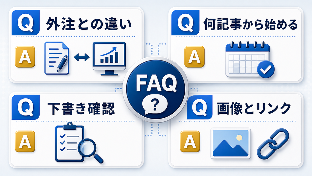 ブログ外注とホームページ育成プランの違いに関するFAQを整理する図解
