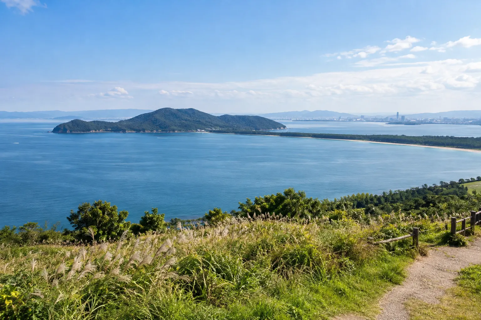 福岡市東区・志賀島と海の中道の海辺をイメージした生成画像