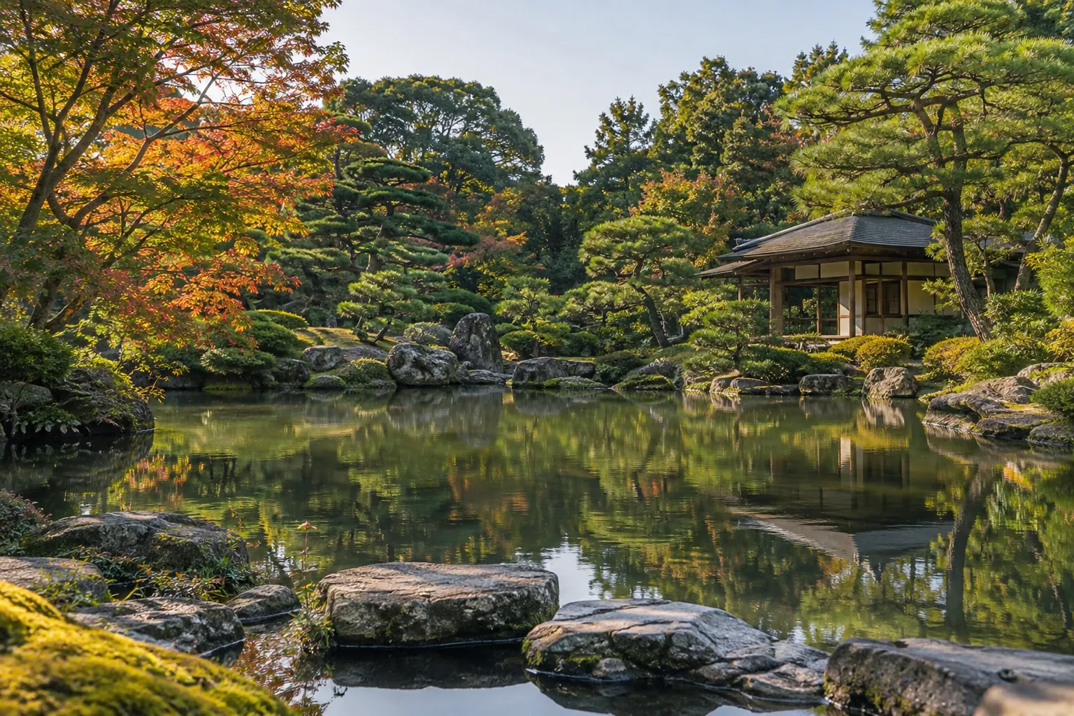 福岡市城南区・友泉亭公園の庭園をイメージした生成画像