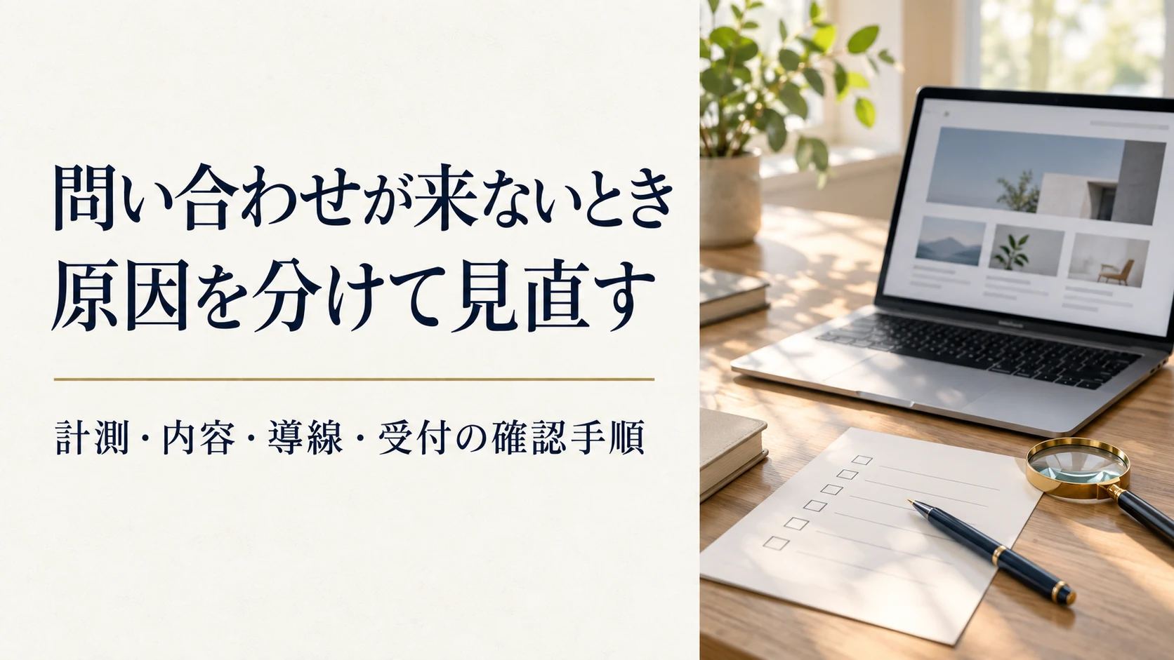 問い合わせが来ないとき。原因を分けて見直す。計測・内容・導線・受付の確認手順。