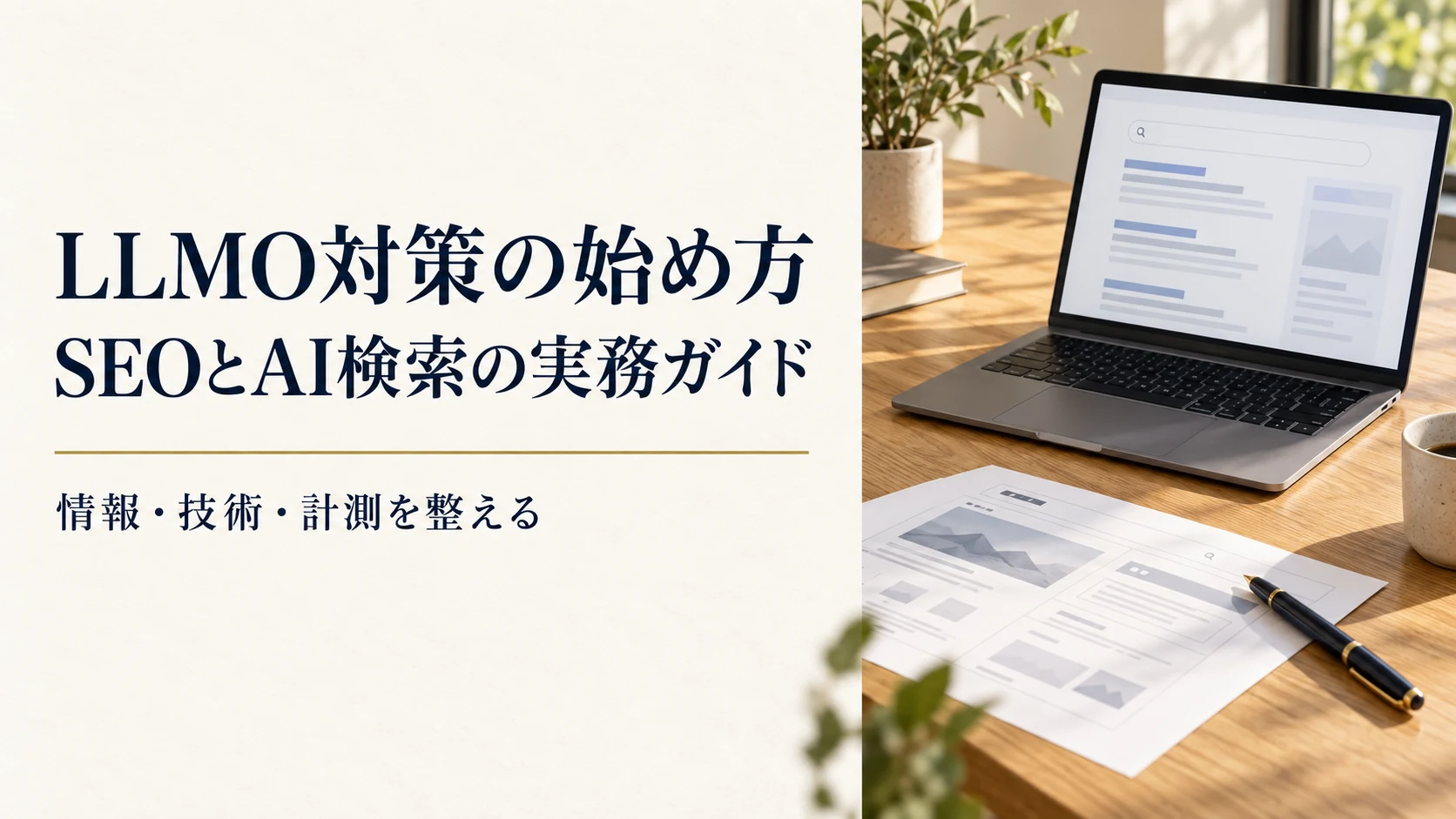 LLMO対策の始め方。SEOとAI検索の実務ガイド。情報・技術・計測を整える。