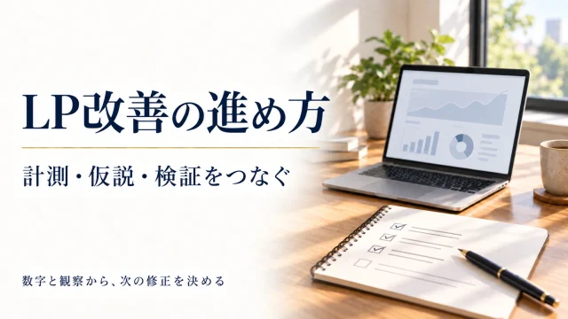 LP改善の進め方。計測・仮説・検証をつなぎ、数字と観察から次の修正を決める。
