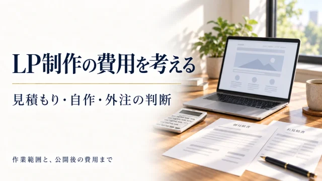 LP制作の費用を考える。見積もり・自作・外注の判断。作業範囲と、公開後の費用まで。