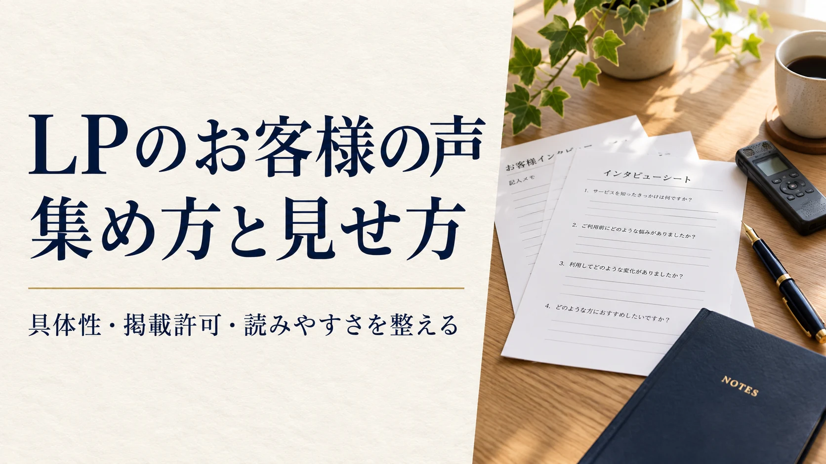 LPのお客様の声。集め方と見せ方。具体性・掲載許可・読みやすさを整える。