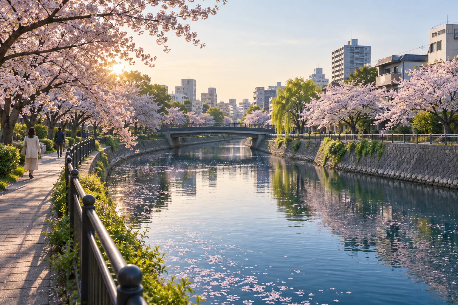 名古屋市北区の黒川・御用水跡街園の桜並木に着想を得た生成画像