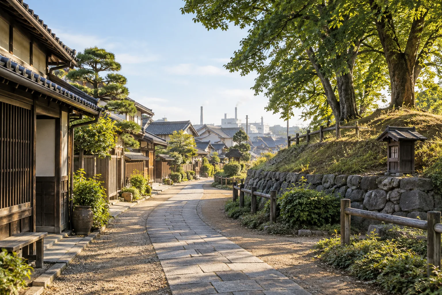 名古屋市南区の旧東海道と笠寺の歴史に着想を得た架空の街道の生成画像