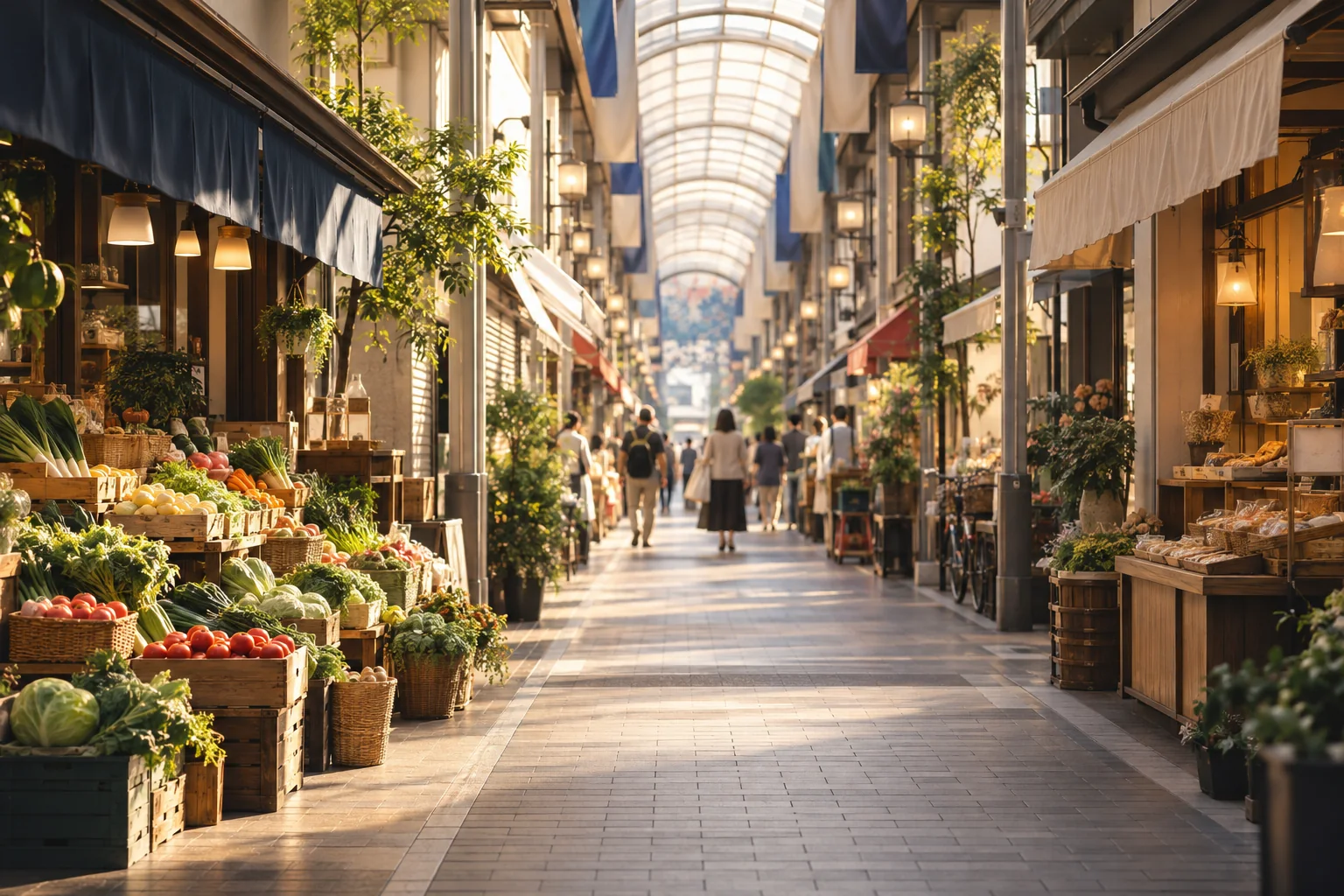 大阪市東住吉区の駒川商店街に着想を得た生成画像