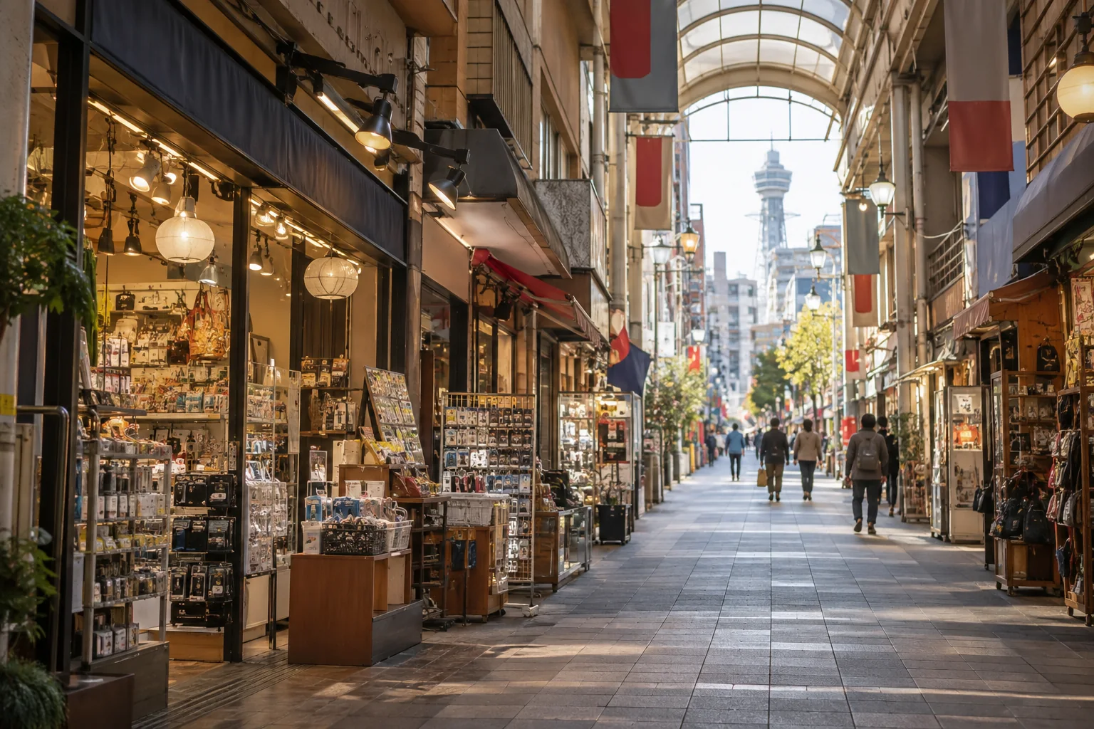 大阪市浪速区の日本橋周辺の専門店街をイメージした生成画像