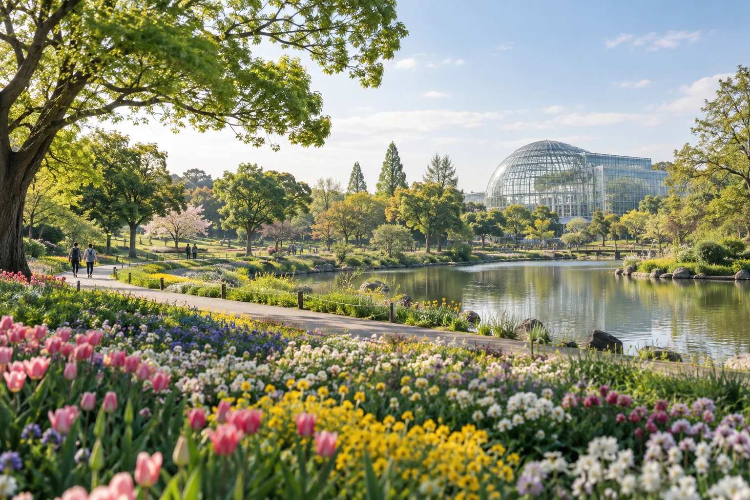 大阪市鶴見区の鶴見緑地の花と緑をイメージした生成画像