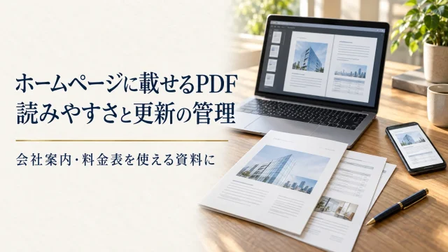 ホームページに載せるPDF。読みやすさと更新の管理。会社案内・料金表を使える資料に。