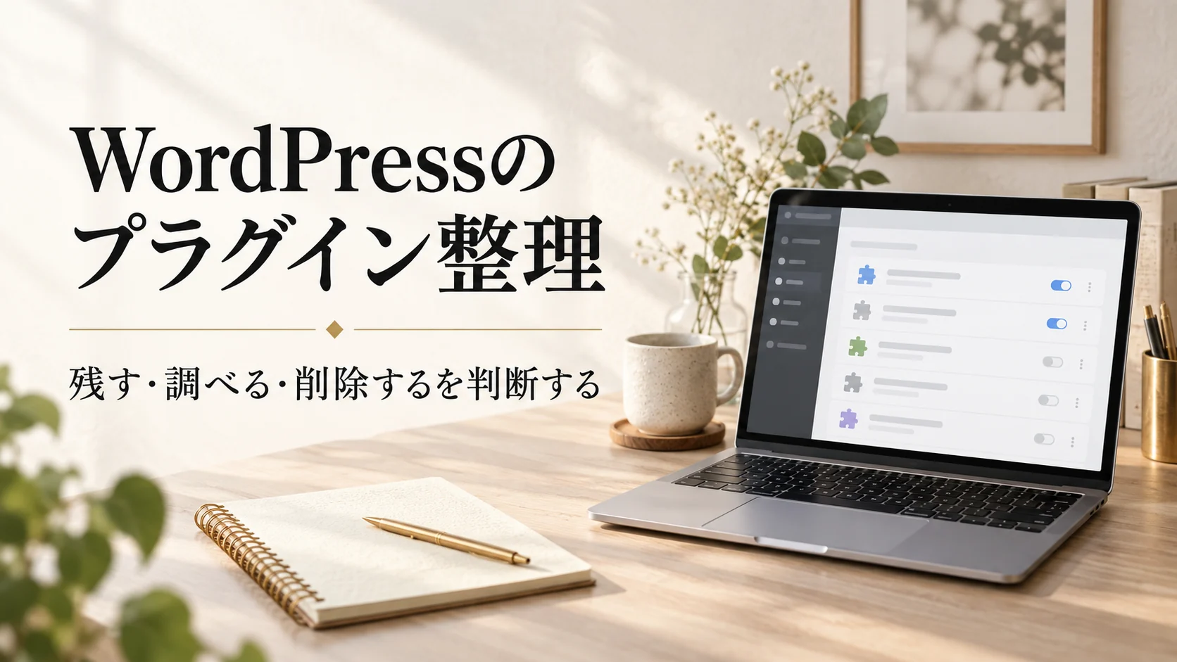 WordPressのプラグイン整理。残す・調べる・削除するを判断する。