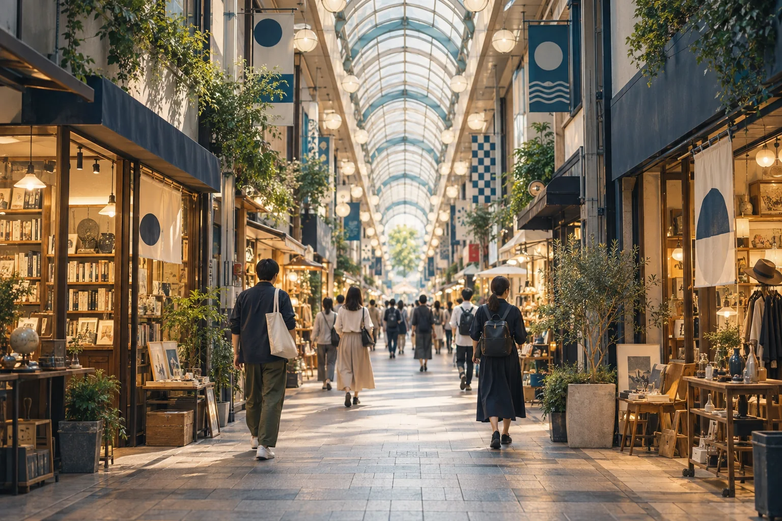 東京都中野区の駅北口の商店街をイメージした生成画像