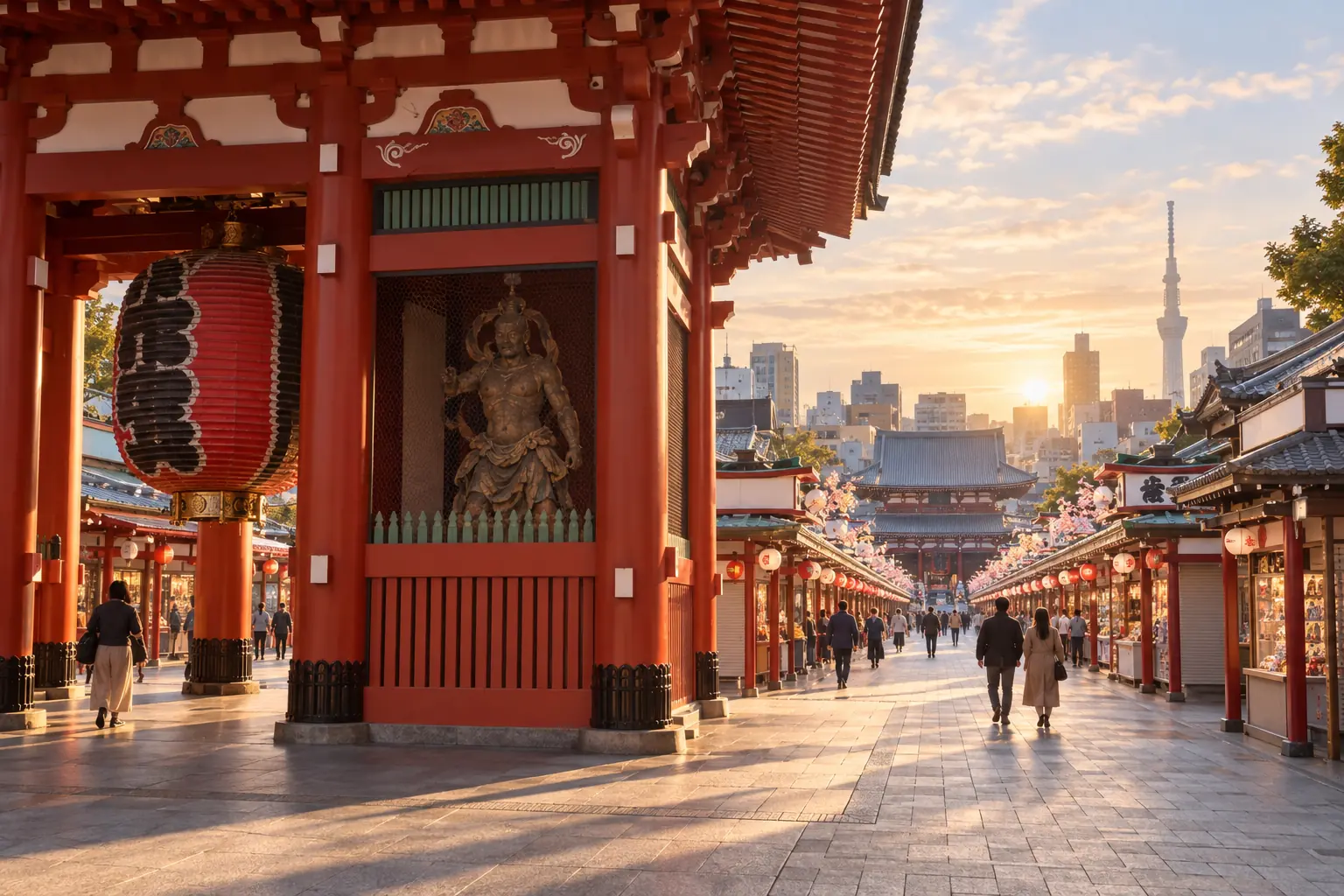東京都台東区の浅草寺と仲見世をイメージした生成画像