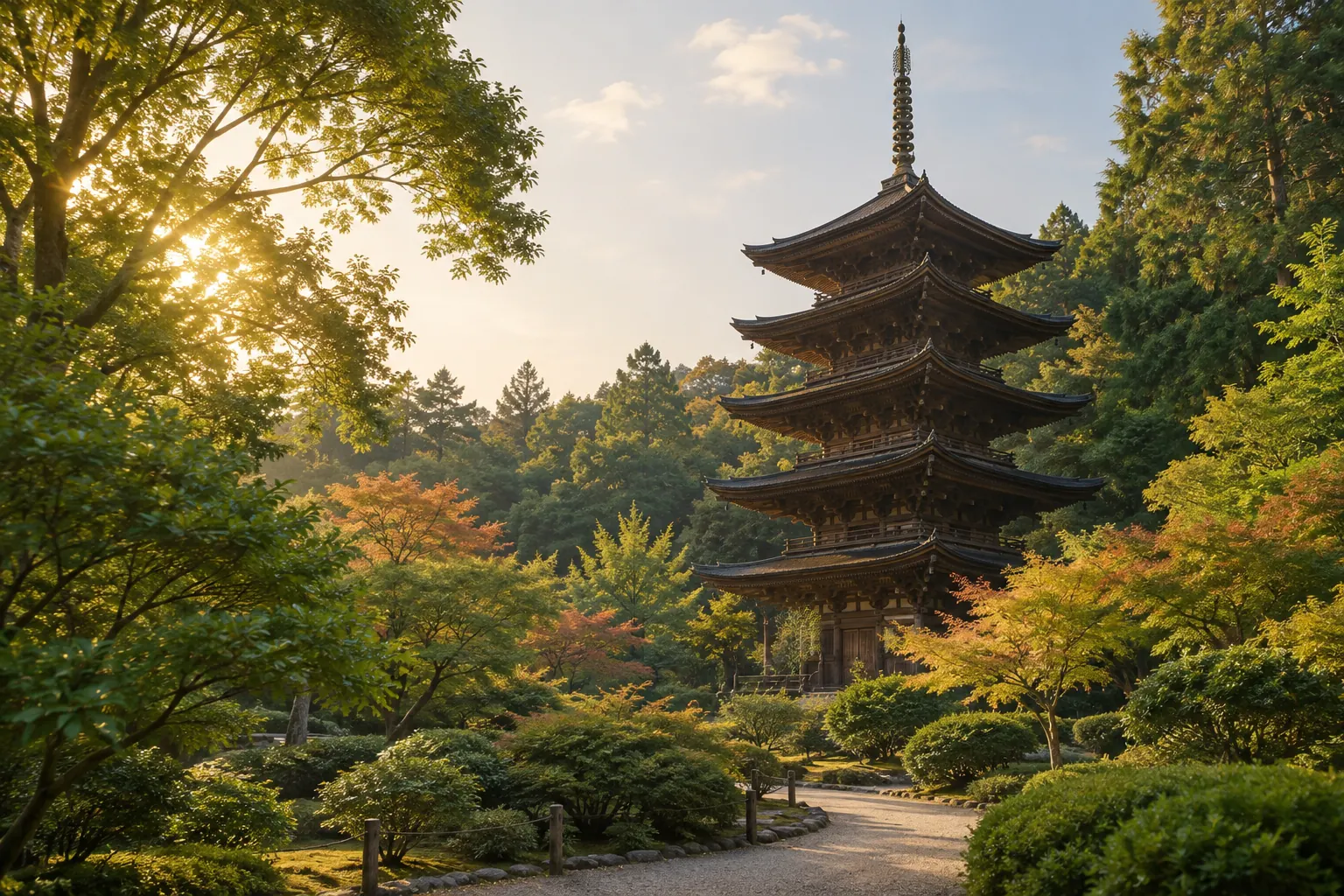 山口市の瑠璃光寺五重塔周辺をイメージした生成画像