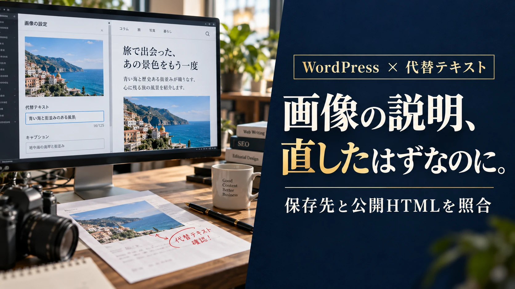 WordPressで代替テキストを直しても変わらないとき｜メディア・記事・公開HTMLを照合