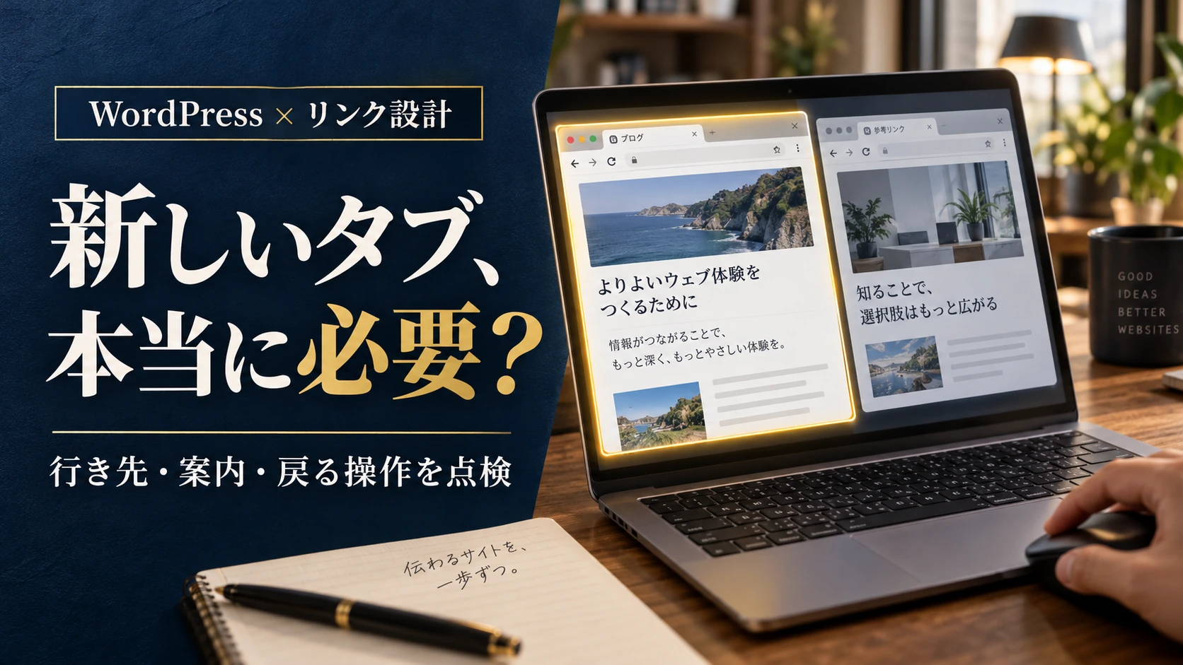 リンクを新しいタブで開くべき？WordPressの指定・案内・戻る操作を点検する