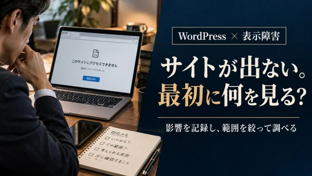 WordPressサイトが表示されないときの初動確認｜影響・限定調査・復旧後の検収