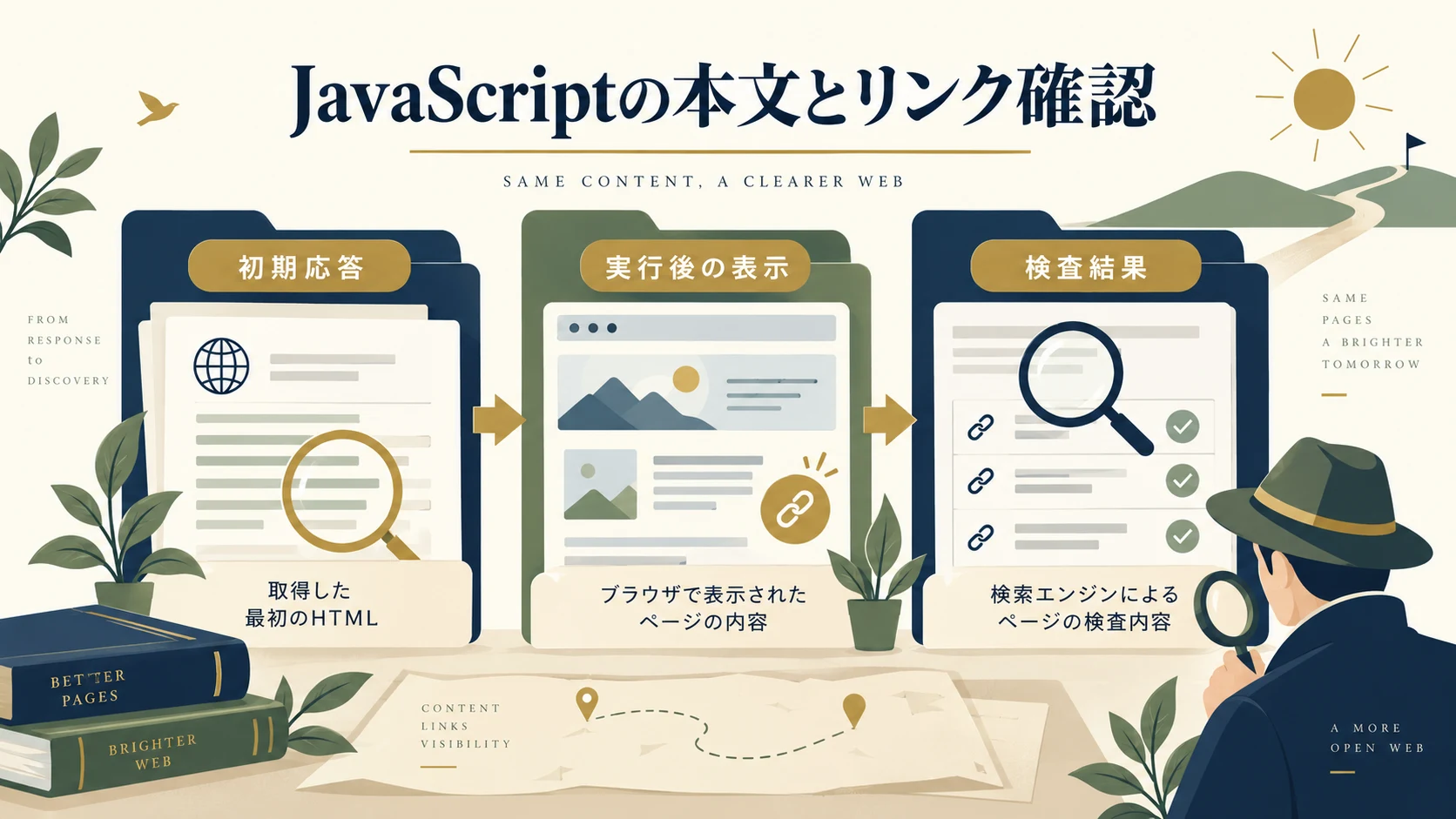 JavaScriptで表示する本文・リンクの検索確認|初期HTMLとGoogleの検査を分ける