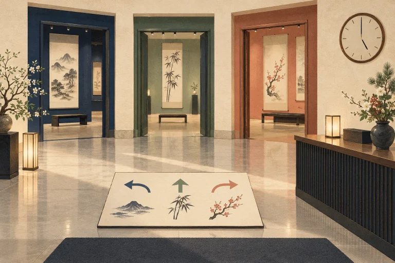 愛知の書道教室が作品展を案内するにはを表す説明用の生成イラスト