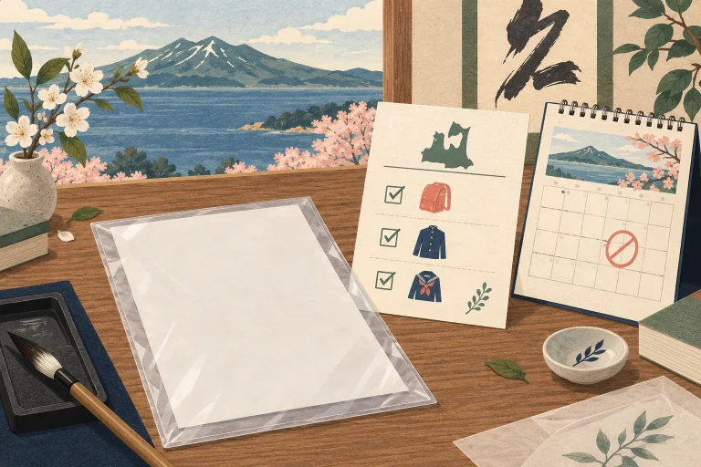 青森の書道教室の県展出品記録を表す説明用の生成イラスト