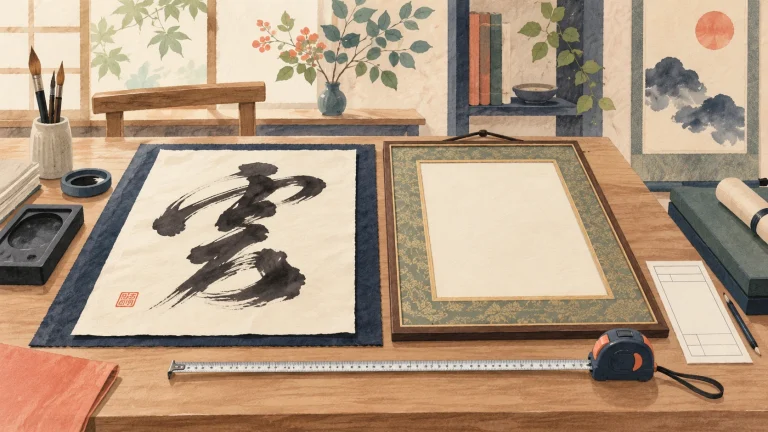 岐阜の書道教室で公募展の準備を案内するにはを表す説明用の生成イラスト