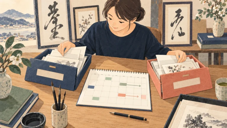 長崎の書道教室の作品展申込みを表す説明用の生成イラスト