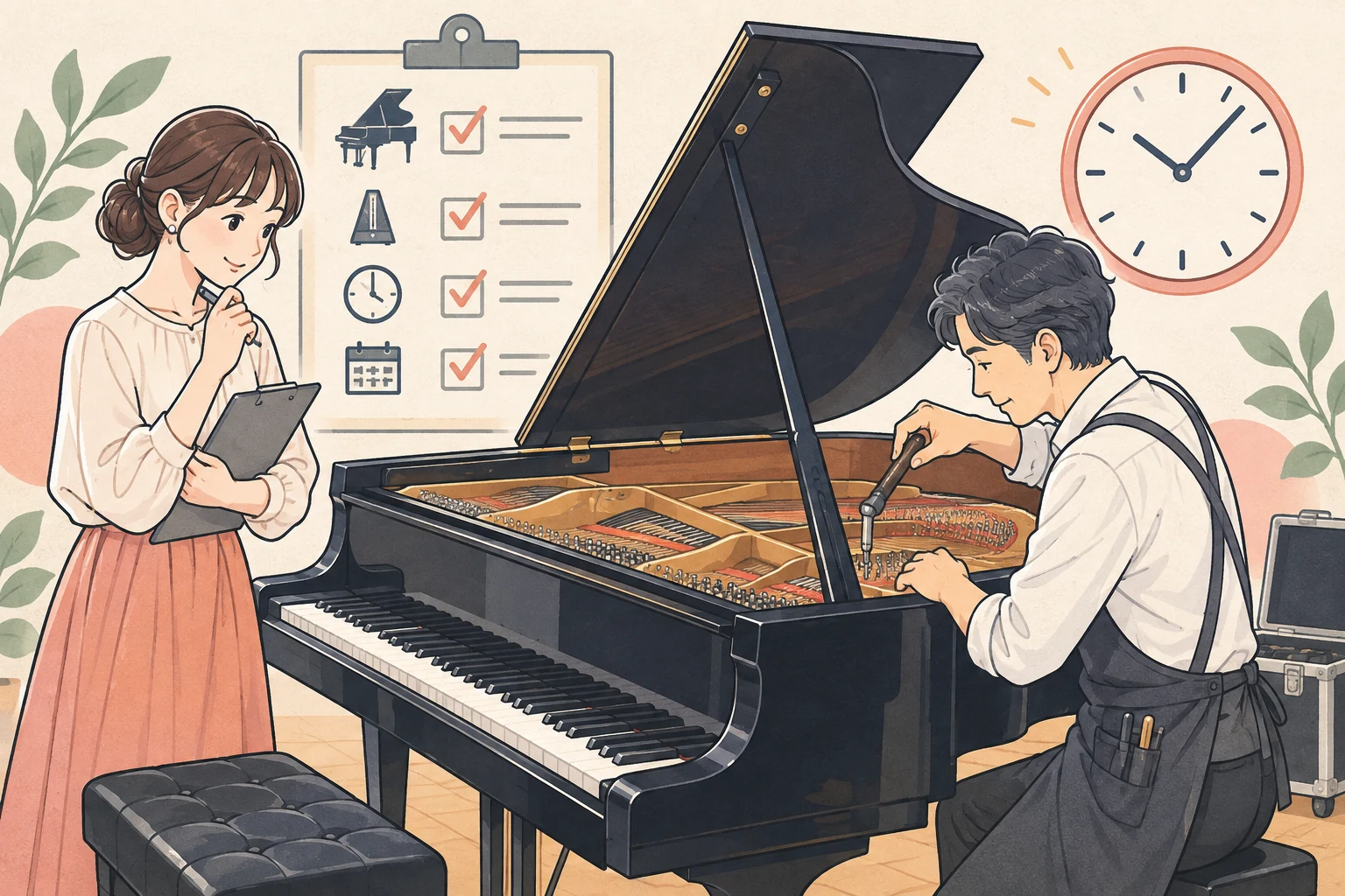 新潟のピアノ教室の発表会準備を表す生成イラスト