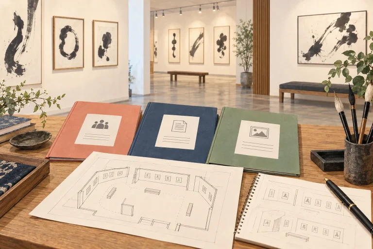 大阪の書道教室が天王寺ギャラリーを検討する前にを表す説明用の生成イラスト