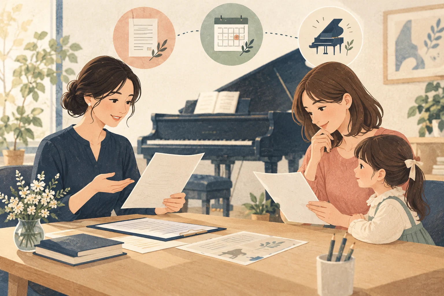 ピアノ教室の入会案内を表す生成イラスト