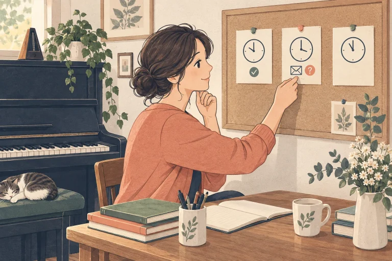 ピアノ教室の空き枠の案内を表す生成イラスト