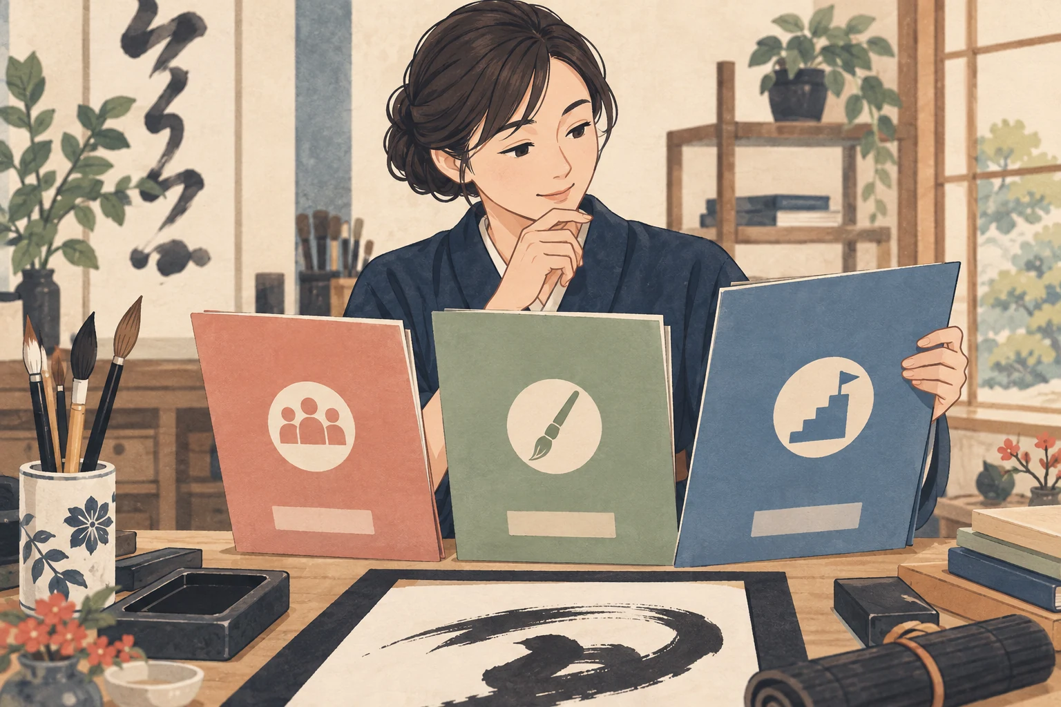書道教室の段級位の案内を表す生成イラスト